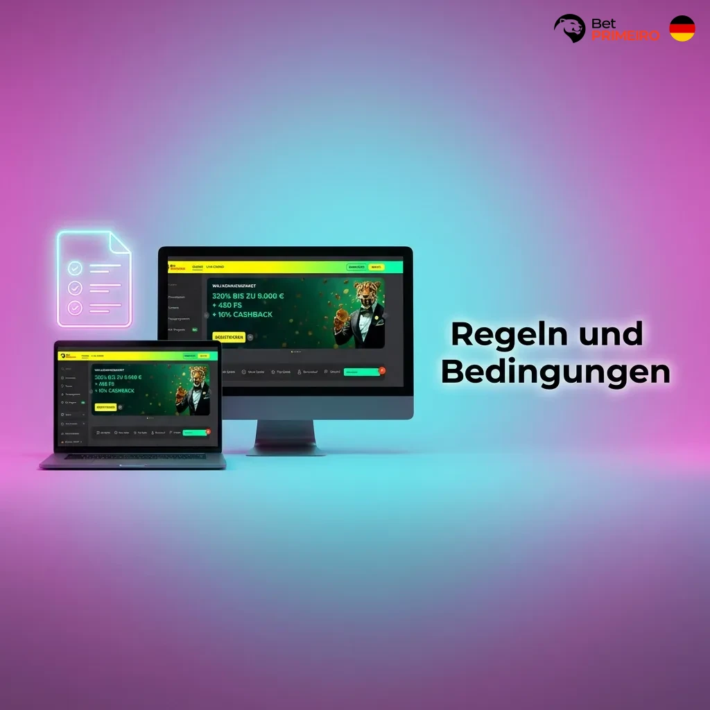Dokument mit Regeln und Bedingungen für Online-Glücksspiel, inklusive Altersbeschränkung und Nutzungsrichtlinien
