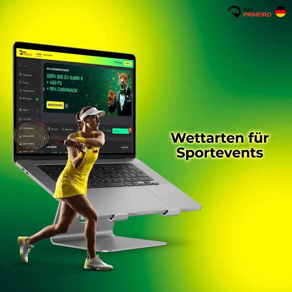 Sports betting types including moneyline, point spread, totals, parlays, teasers, prop bets, futures, and live betting options