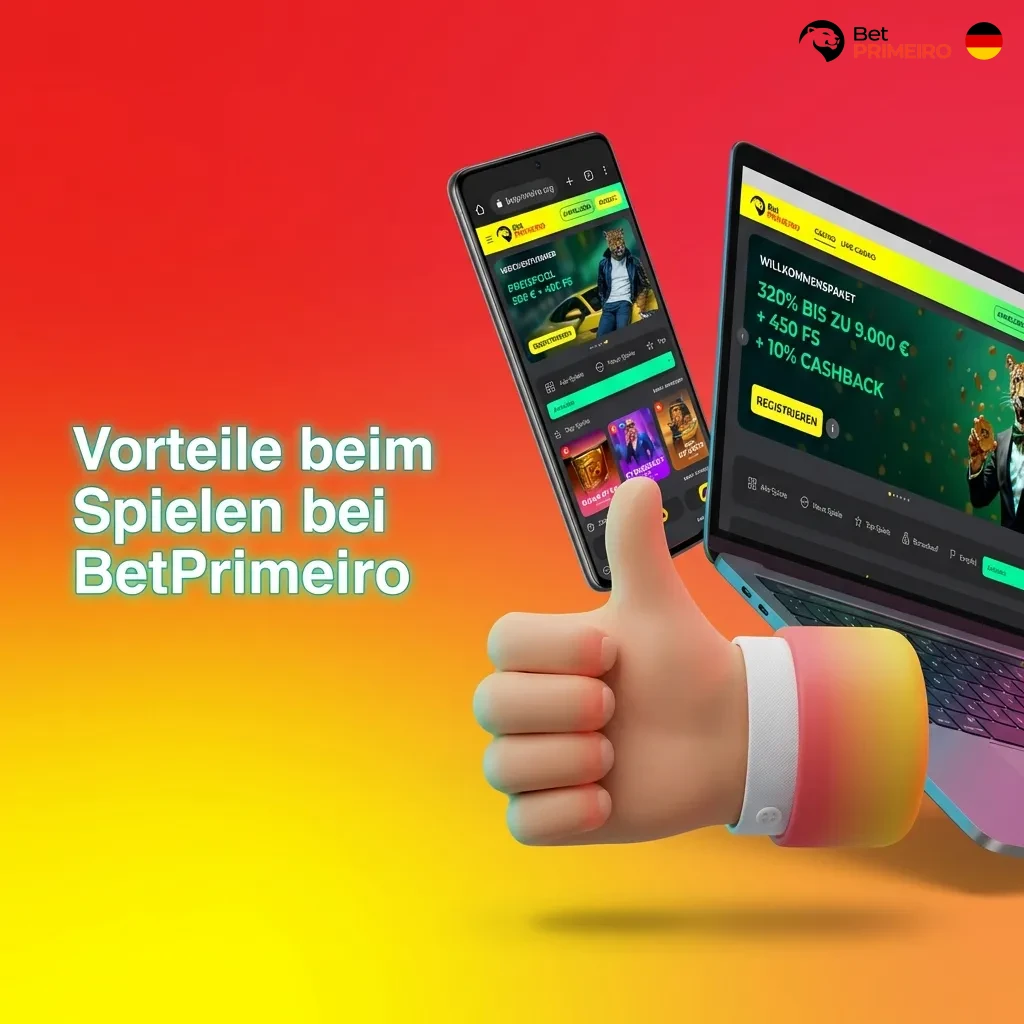 BetPrimeiro Plattform mit Casino Spielen, Sportwetten und Bonus-Angeboten für deutschsprachige Nutzer
